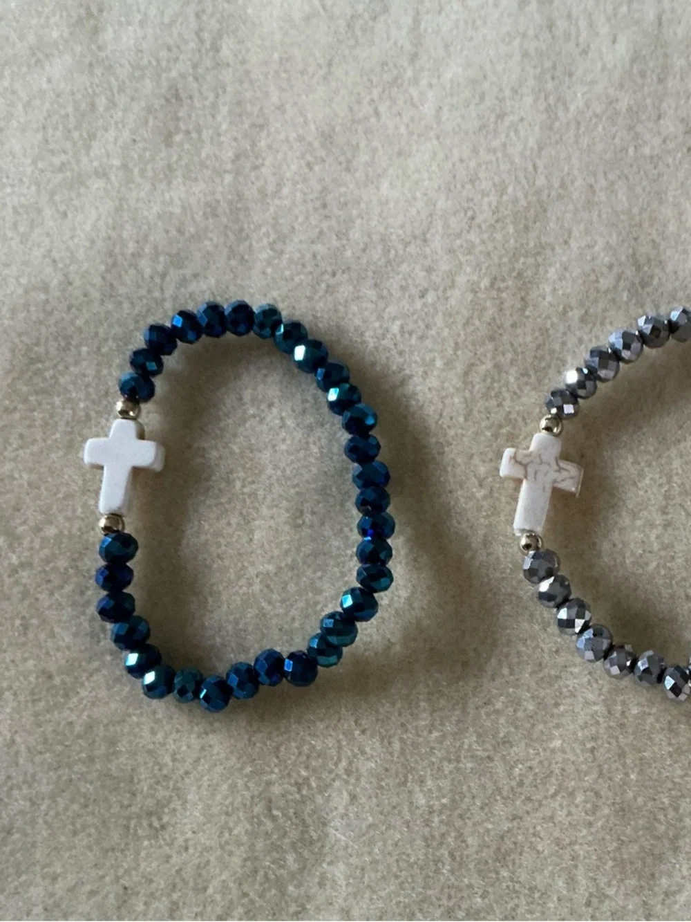 Stretch Bracelet Set with Cross Charm - set of 2
